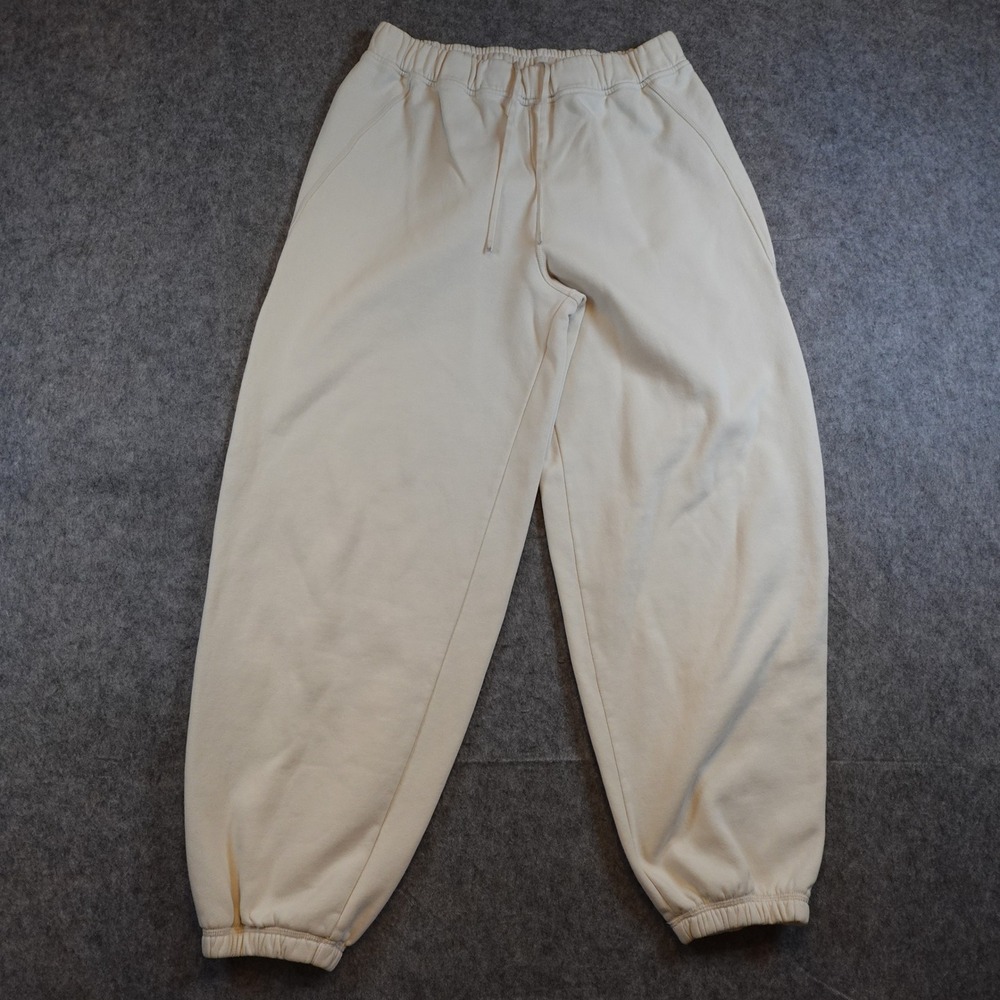 Lululemon Pants Women M/L? Cream Oversized Jogger Fleece High Rise Barrel Leg